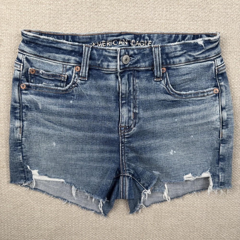 American Eagle Outfitters Shorts Womens 28 Blue High Rise Shortie Cutoff Denim